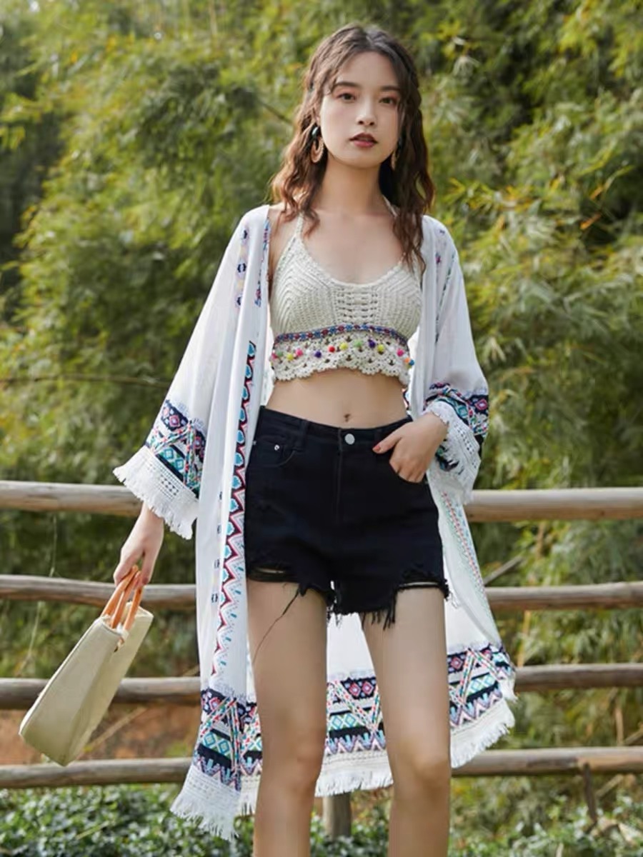 Summer beach vibes fringe kimono KM101 images